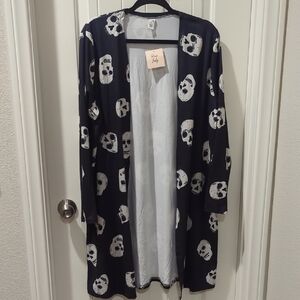 Skull Print Open Cardigan